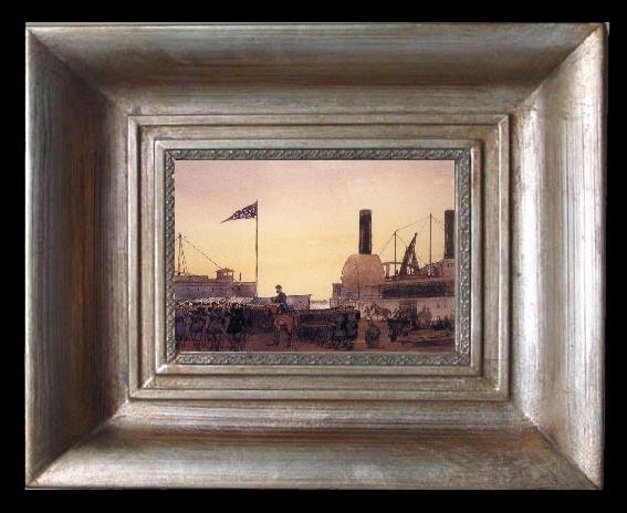 framed  unknow artist The Army of the Potomac Landing at Fort Monroe, Ta077-2